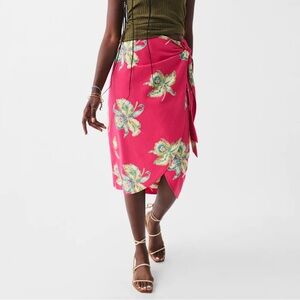 NWT Faherty Floral Pink Wrap Skirt Size Small